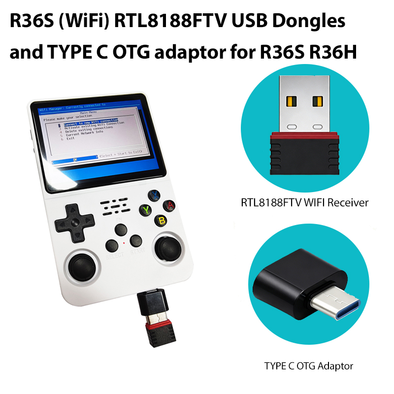 Gaming Console R36H - 2026 R36S (WiFi) RTL8188FTV Dongle USB
